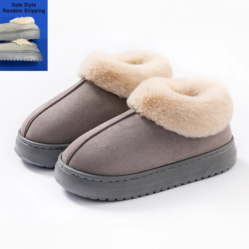Winter Women Shoes Fashion Snow Boots Fluffy Plush Faux Fur Soft Slippers Outdoor Indoor Comfortable Warm Home men's Shoes