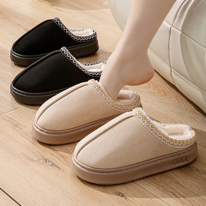 Casual Women's Slippers Home Winter Plush Luxury Designer Woman Shoes Fashion Indoor Fuzzy Fur Slides Flats Elegant Large Size