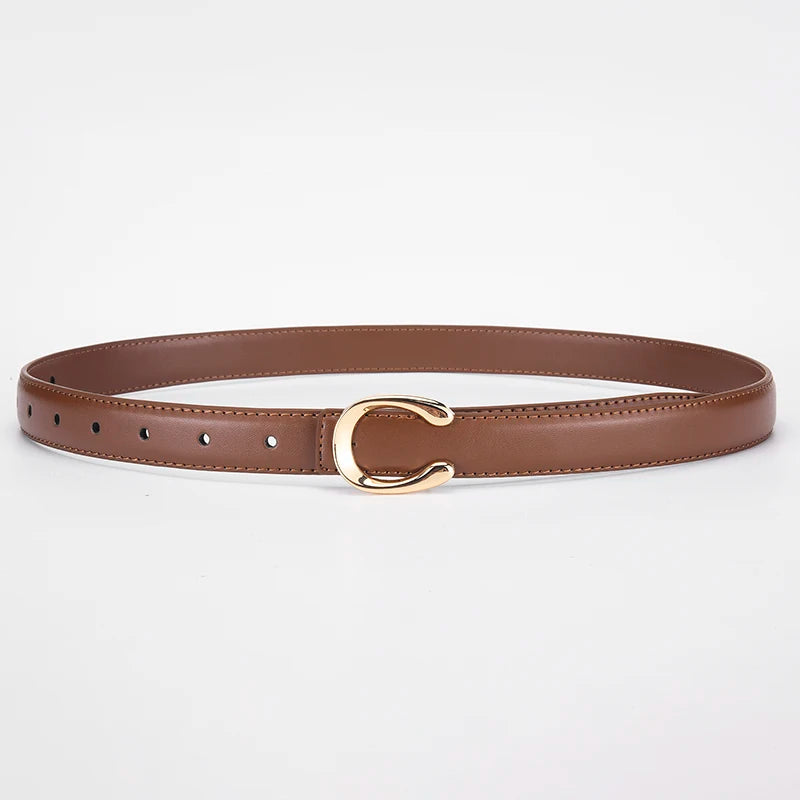 High-quality Women's Fashionable Belt C-shaped Buckle Smooth Buckle Temperament Double-sided Gift For Mother Using Belt