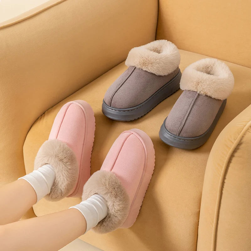 Winter Women Shoes Fashion Snow Boots Fluffy Plush Faux Fur Soft Slippers Outdoor Indoor Comfortable Warm Home men's Shoes