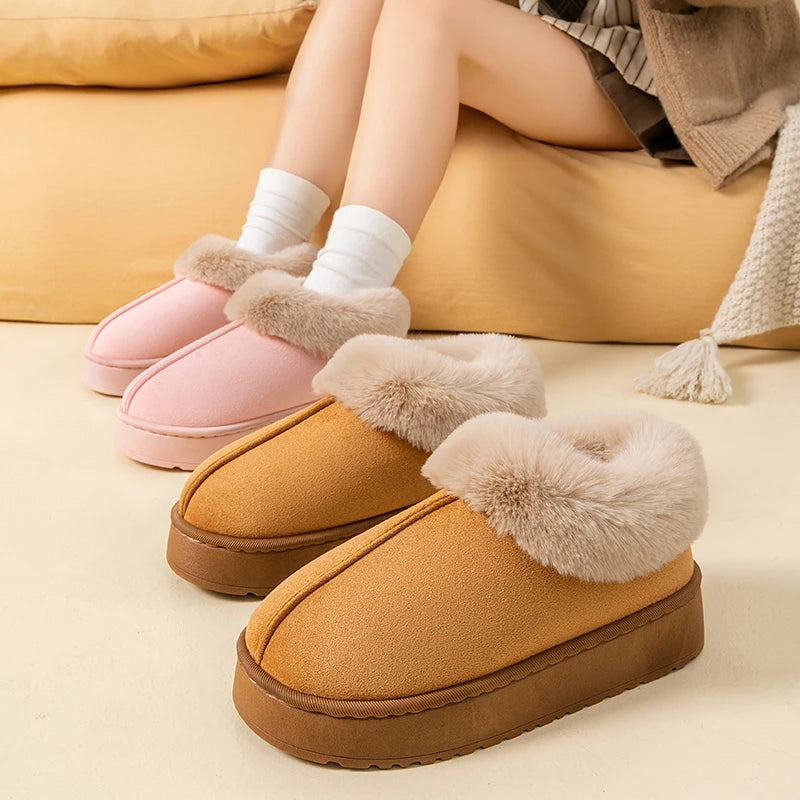 Winter Women Shoes Fashion Snow Boots Fluffy Plush Faux Fur Soft Slippers Outdoor Indoor Comfortable Warm Home men's Shoes