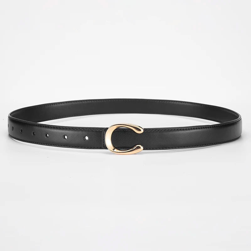 High-quality Women's Fashionable Belt C-shaped Buckle Smooth Buckle Temperament Double-sided Gift For Mother Using Belt